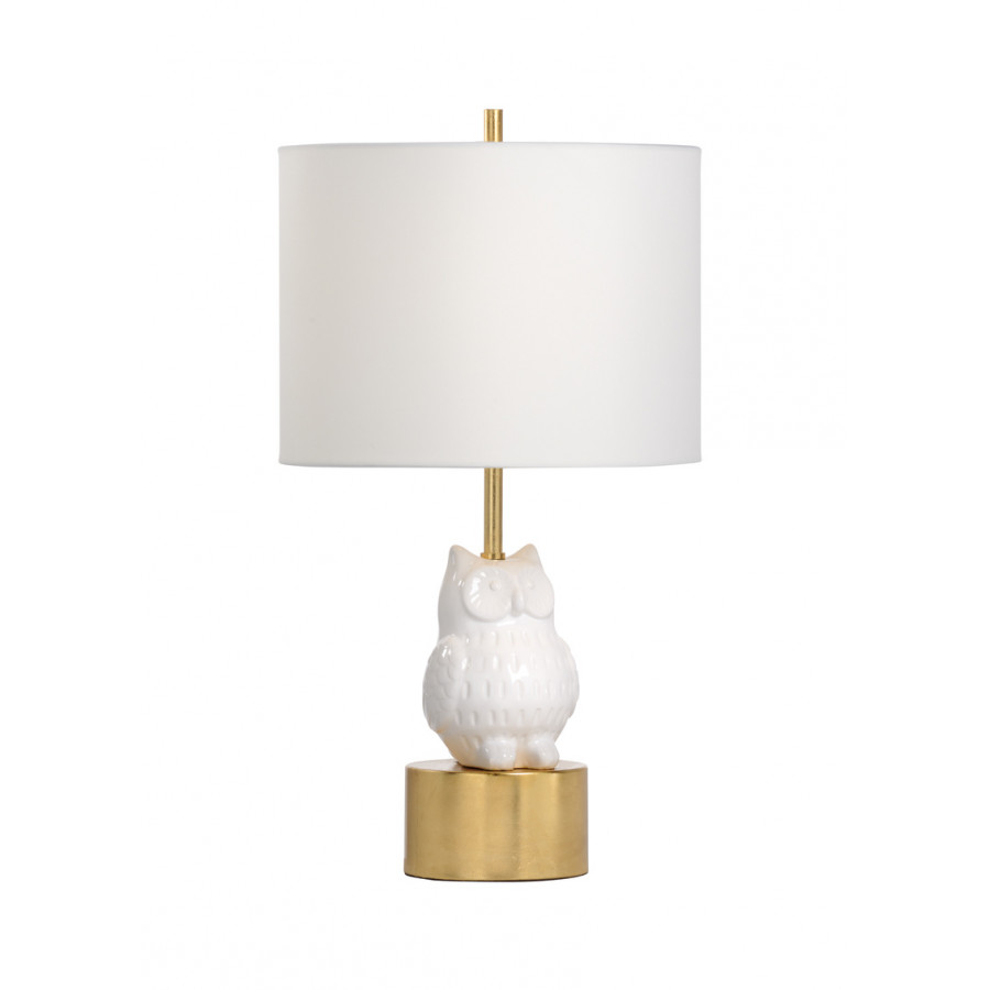 Wildwood - Hootie Lamp in White Glaze, Ceramic/Porcelain