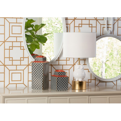 Wildwood - Hootie Lamp in White Glaze, Ceramic/Porcelain