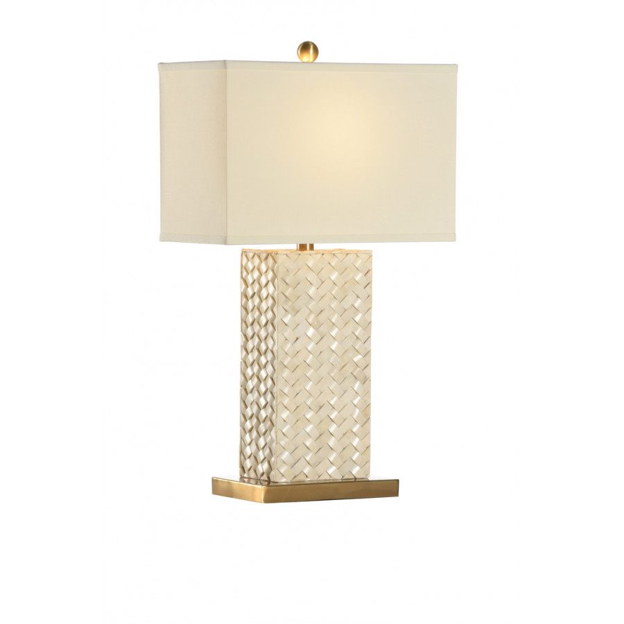 Wildwood - Hanson Herringbone Stone Lamp in Natural White