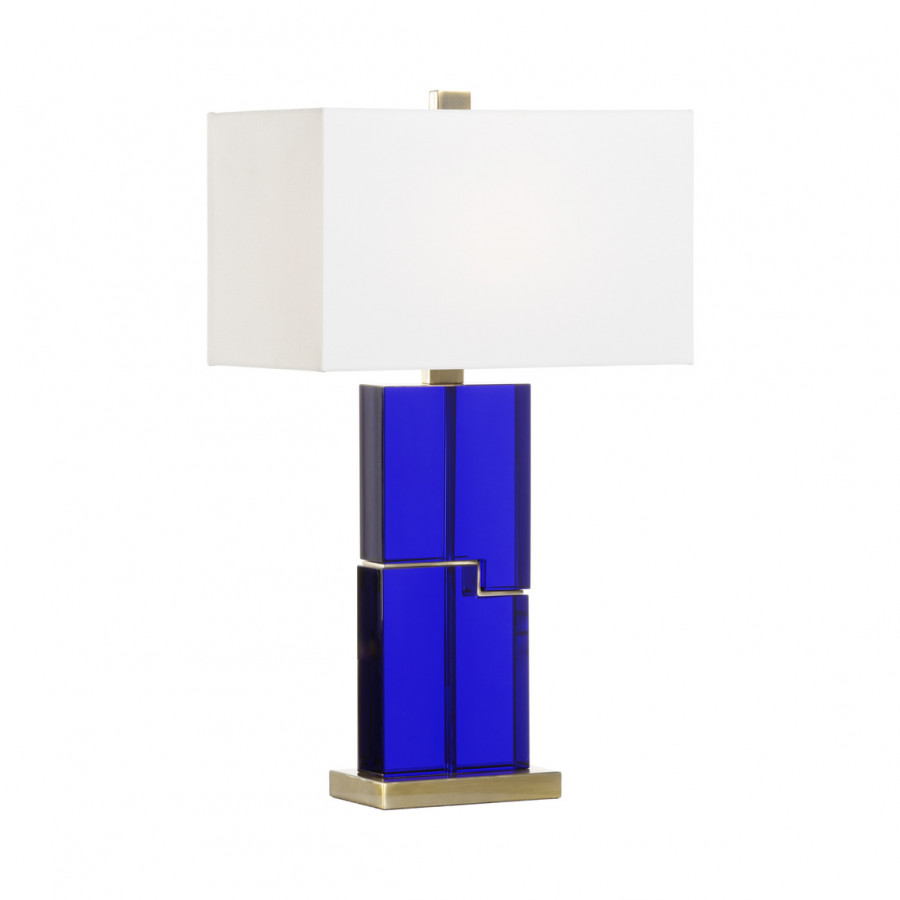 Wildwood - City Calm Lamp in Blue/Antique, Crystal/Brass