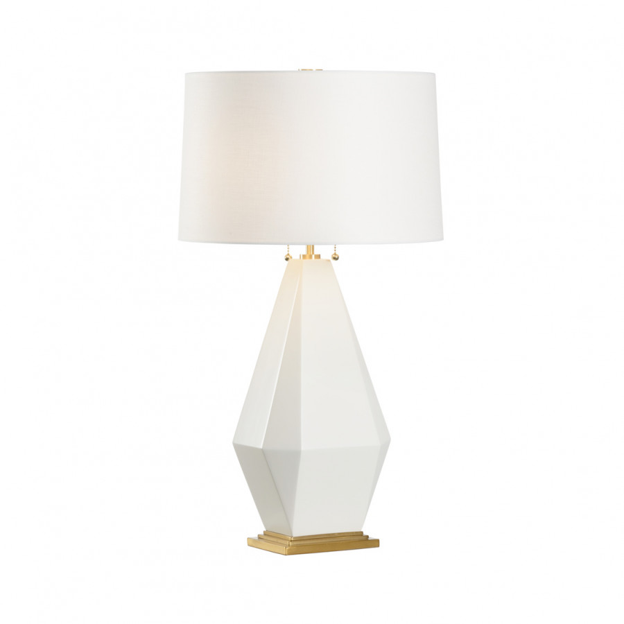 Wildwood - Zara Table Lamp in Off White/Antique Brass, Wood