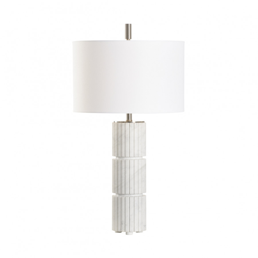Wildwood - Cyrus Lamp in Natural White/Polished Nickel, Marble