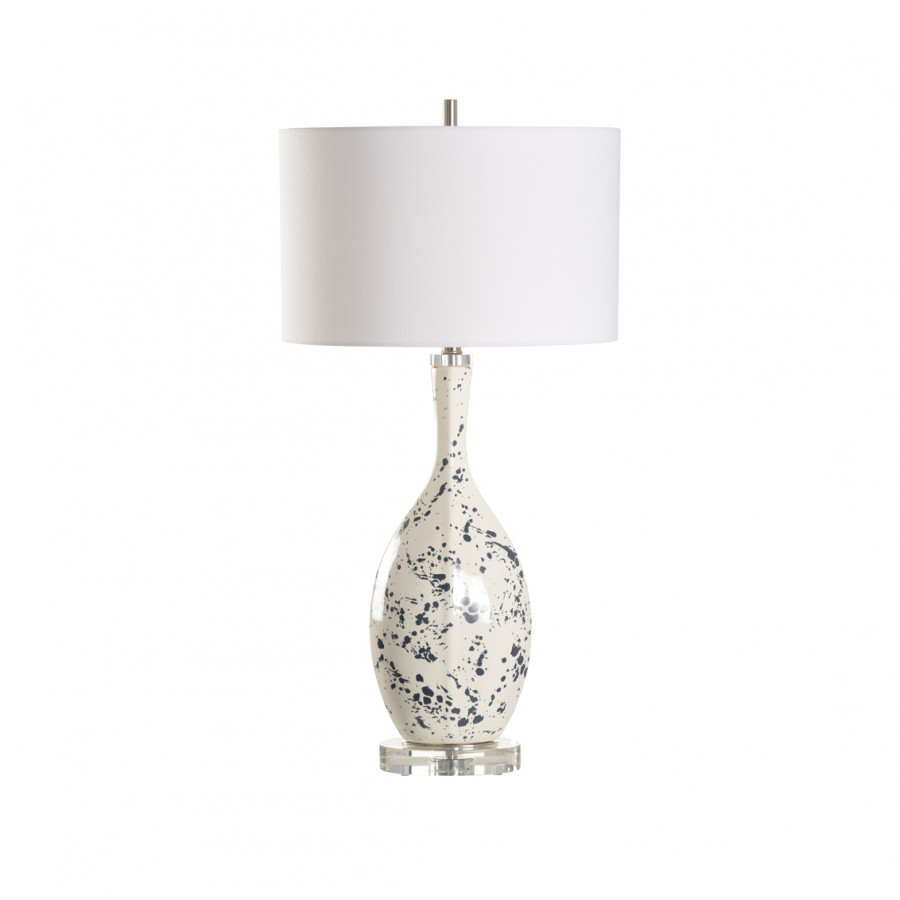 Wildwood - Jackson Lamp in White/Black Glaze, Ceramic/Crystal