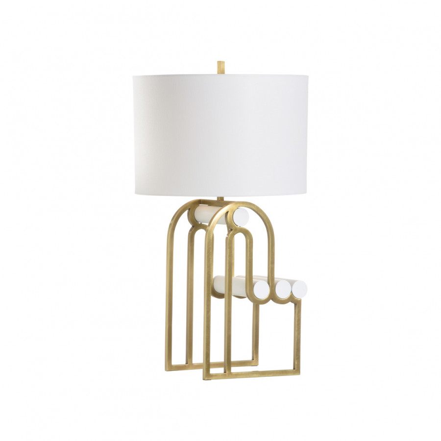 Wildwood - Cinzia Lamp in Antique Brass/Matte White, Metal