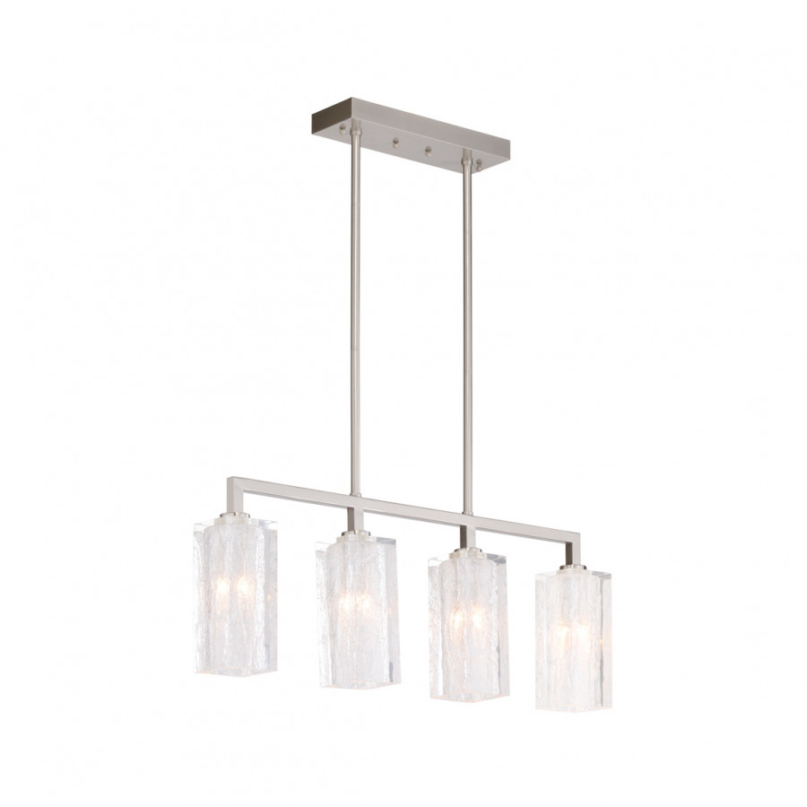 Wildwood - Lucallan Four Light Pendant in Satin Nickel/Textured, Iron