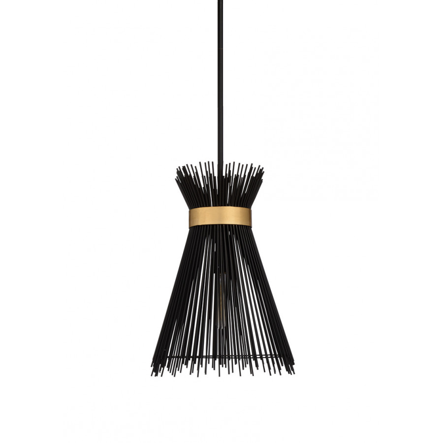 Wildwood - Quimby Pendant in Black/Gold Leaf, Iron