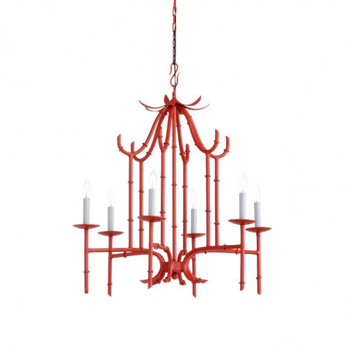 Wildwood Bamboo Chandelier - Red