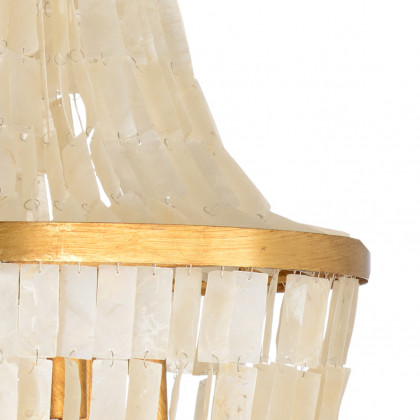 Wildwood - Ellison Chandelier in Antique Gold Leaf/Capiz/Natural White, Iron