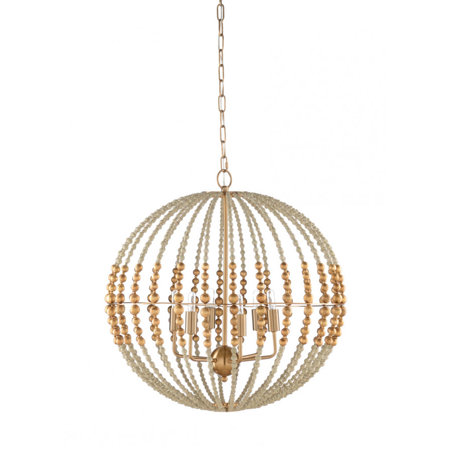 Wildwood - Gaze Chandelier in Textured White/Antique Gold Leaf, Iron/Wood