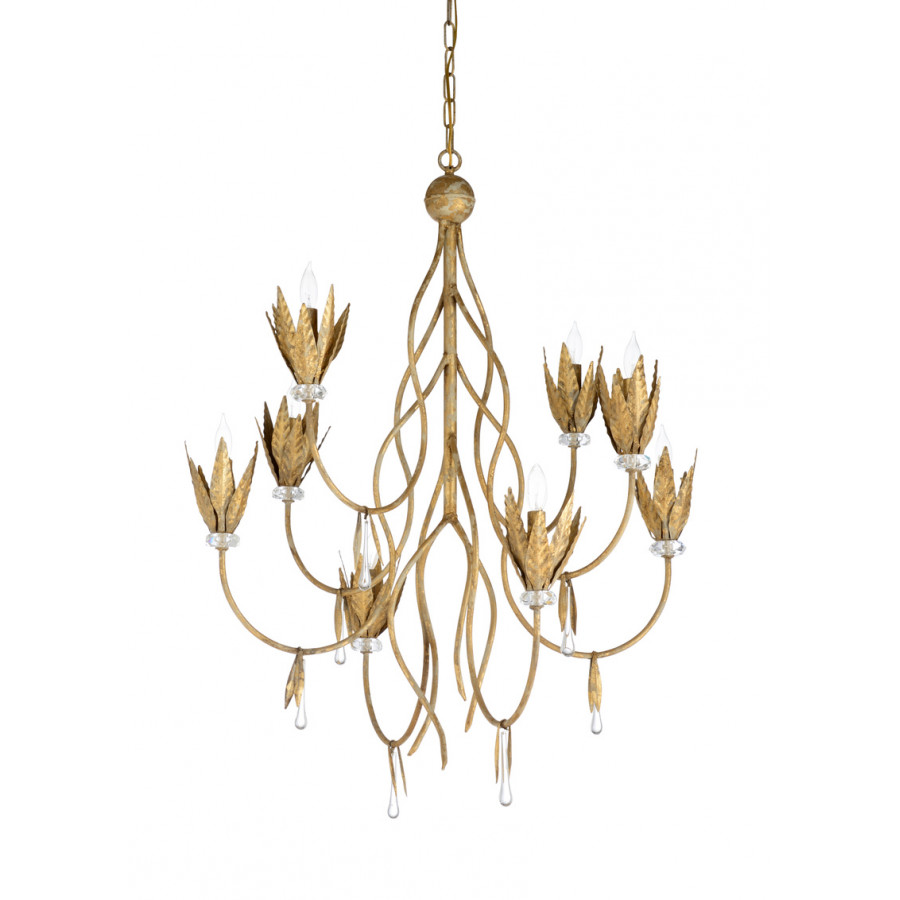 Wildwood - Phoebe Chandelier in Aged Gold Leaf/Clear, Iron