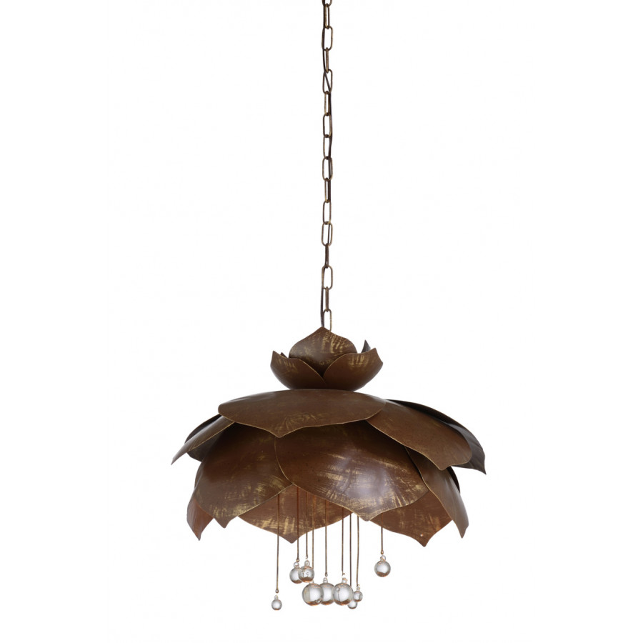 Wildwood - Droplet Pendant in Brown/Gold/Clear, Metal
