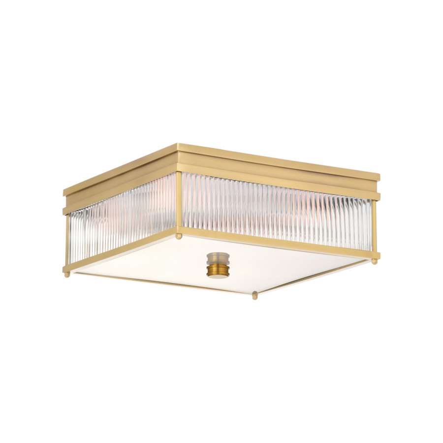 Wildwood - Carlyle Flush Mount in Antique Brass/Clear, Iron/Glass