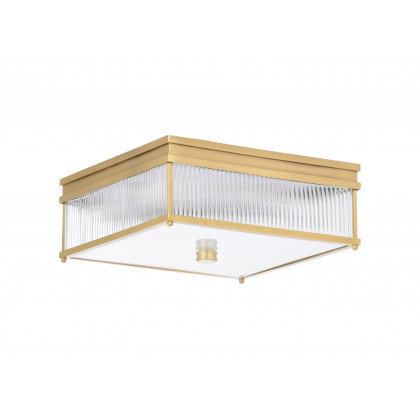 Wildwood - Carlyle Flush Mount in Antique Brass/Clear, Iron/Glass