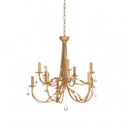 Wildwood - Reed 10 Light Chandelier in Gold Clay/Clear, Iron