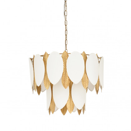 Wildwood - Frondeggiare Chandelier in Antique Brass/Off White, Iron