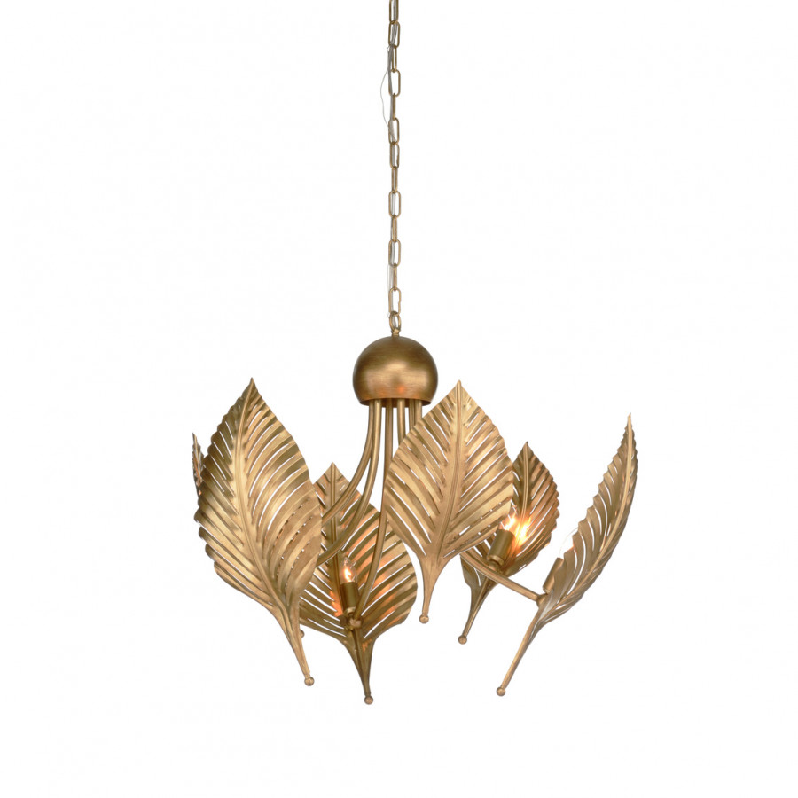 Wildwood - Foglia Di Palma Chandelier in Antique Brass, Iron
