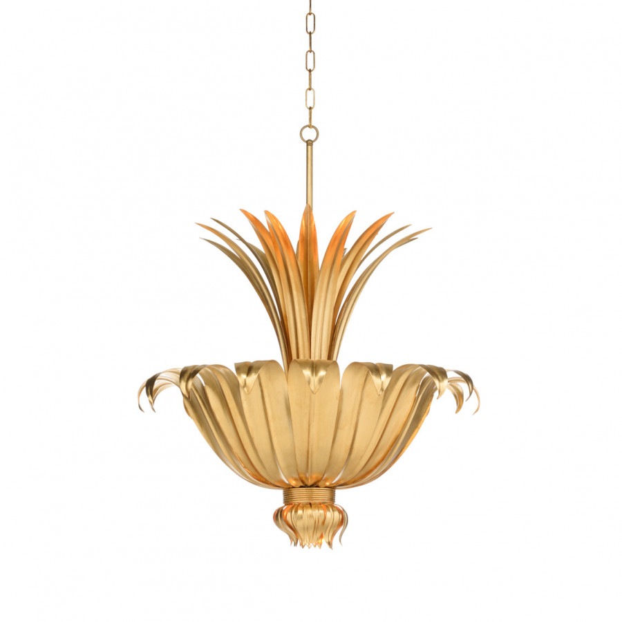 Wildwood - Foglia D’Oro Chandelier in Antique Gold Leaf, Iron