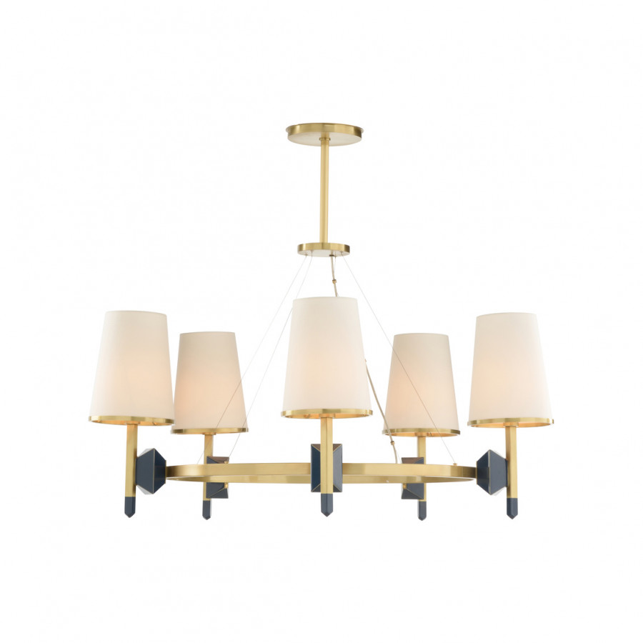 Wildwood - Zuri Chandelier in Antique Brass/Blue
