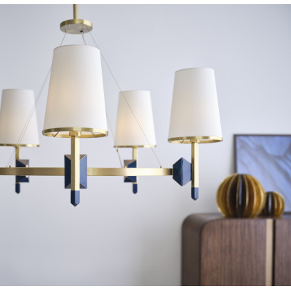 Wildwood - Zuri Chandelier in Antique Brass/Blue