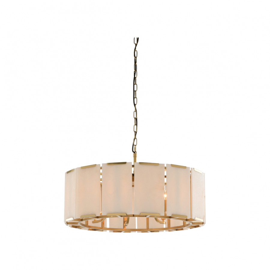 Wildwood - Perla Chandelier in Antique Brass/ Natural White