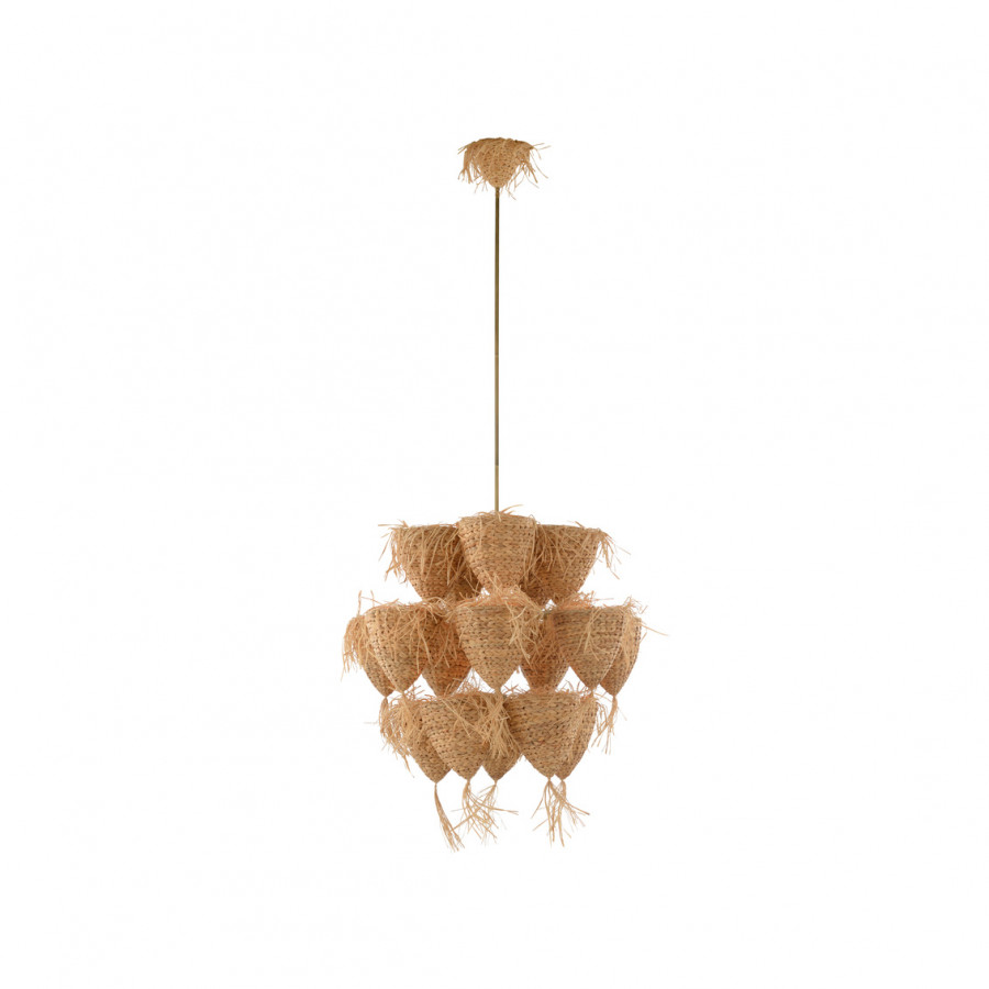 Wildwood Valeria Small Pendant - Natural/Antique Brass, Rattan