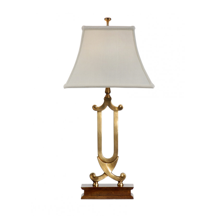 Wildwood - Crossed Scrolls Lamp in Antique Brass, Medium