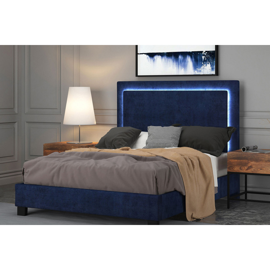 Worldwide Lumina 60" Queen Bed with Light - Blue