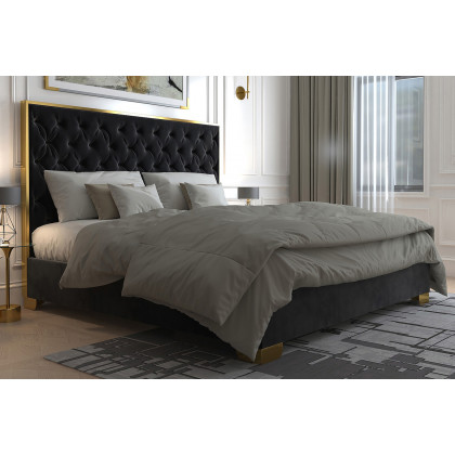 Worldwide Lucille 78" King Bed - Black/Gold