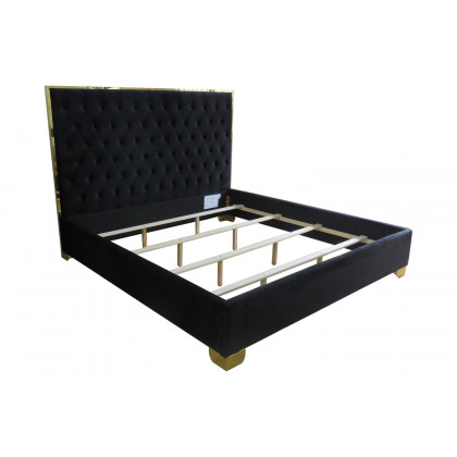 Worldwide Lucille 78" King Bed - Black/Gold