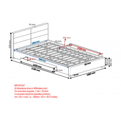 Worldwide Emilio 78" King Bed with Drawers - Charcoal
