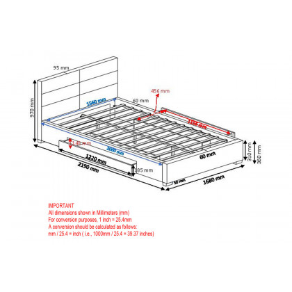 Worldwide Emilio 60" Queen Bed with Drawer - Light Gray