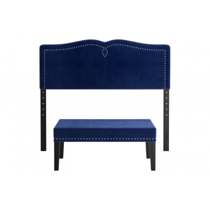 Worldwide Aurora 54"/60" Adjustable Headboard with Bench - Blue/Black