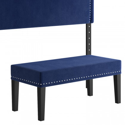 Worldwide Aurora 54"/60" Adjustable Headboard with Bench - Blue/Black