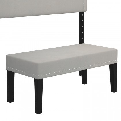 Worldwide Aurora 54"/60" Adjustable Headboard with Bench - Gray-Beige/Black