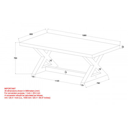 Worldwide Zax Rectangular Dining Table - Natural/Black