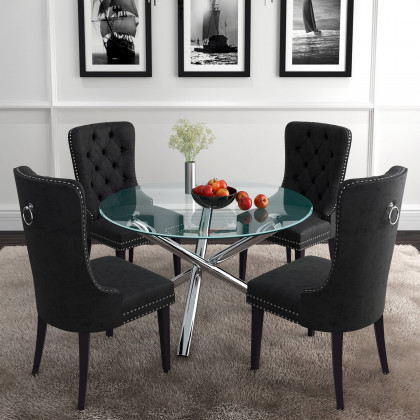 Worldwide - Solara II Round Dining Table in Chrome