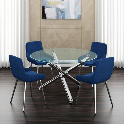 Worldwide - Solara II Round Dining Table in Chrome