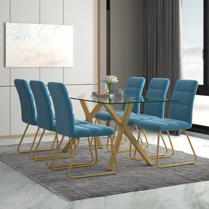 Worldwide Stark Rectangular Dining Table - Aged Gold