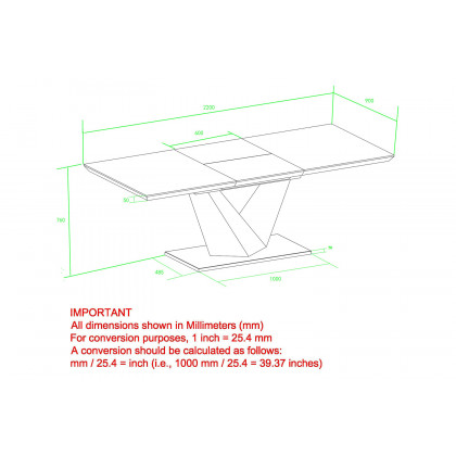 Worldwide Eclipse Dining Table with Extension - Black