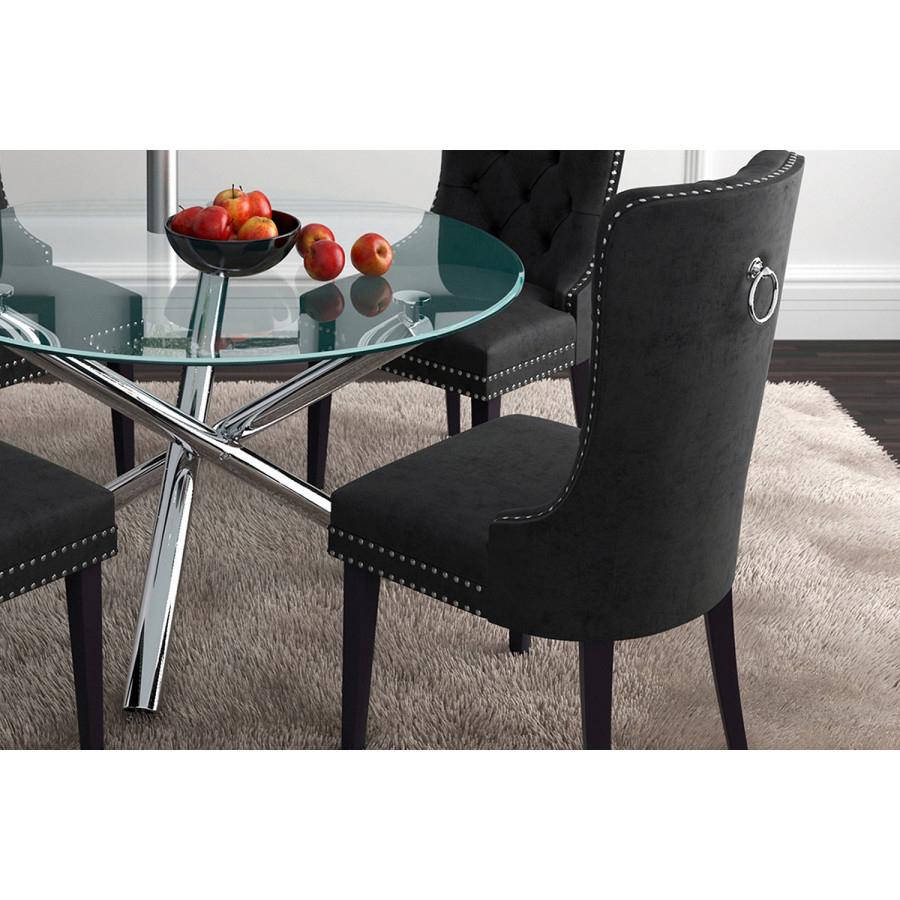 Worldwide Rizzo Side Chair Set of 2 - Black/Black