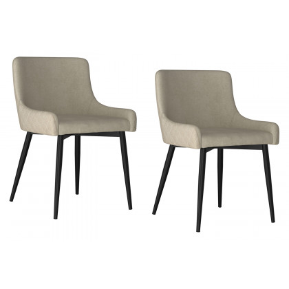 Worldwide Bianca Side Chair Set of 2 - Beige/Black
