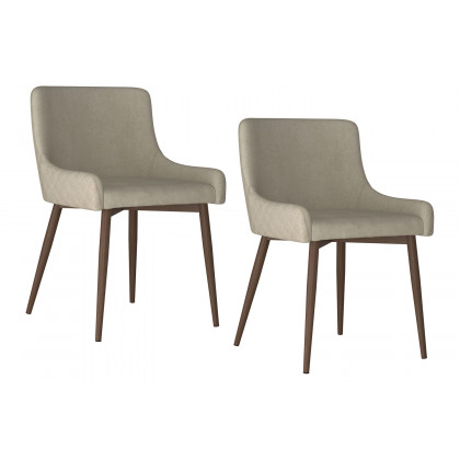 Worldwide Bianca Side Chair Set of 2 - Beige/Walnut