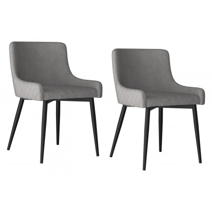 Worldwide Bianca Side Chair Set of 2 - Gray/Black