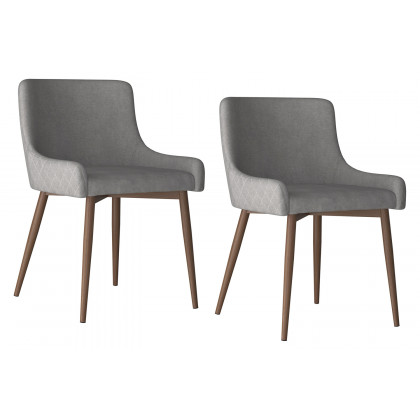 Worldwide Bianca Side Chair Set of 2 - Gray/Walnut