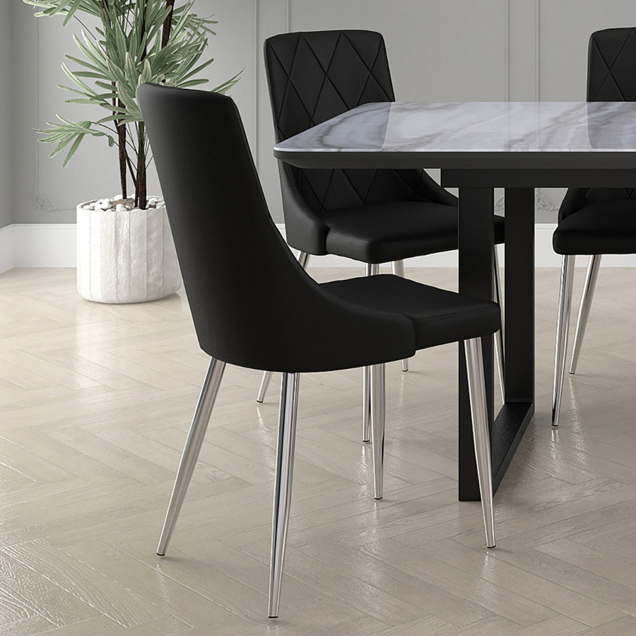 Worldwide Devo Side Chair Set of 2 - Black/Chrome