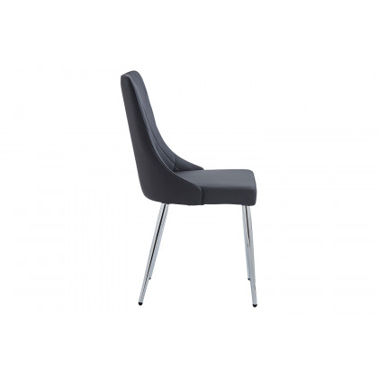 Worldwide Devo Side Chair Set of 2 - Black/Chrome