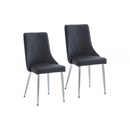 Worldwide Devo Side Chair Set of 2 - Black/Chrome