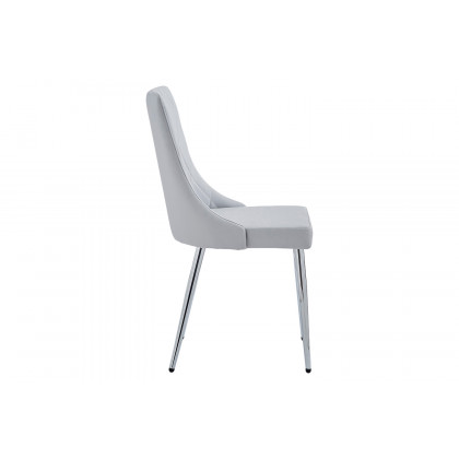 Worldwide Devo Side Chair Set of 2 - Light Gray/Chrome