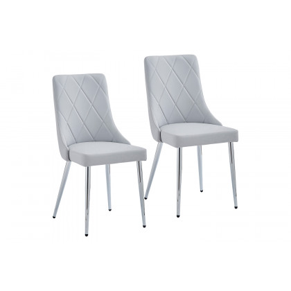 Worldwide Devo Side Chair Set of 2 - Light Gray/Chrome