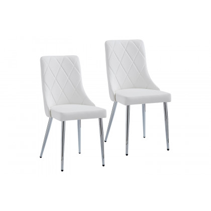 Worldwide Devo Side Chair Set of 2 - White/Chrome